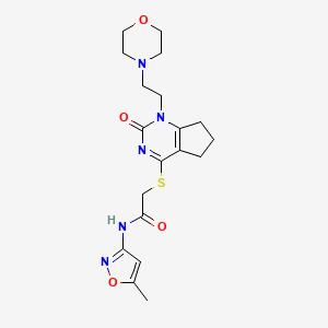 molecular formula C19H25N5O4S B2760100 N-(5-methyl-1,2-oxazol-3-yl)-2-({1-[2-(morpholin-4-yl)ethyl]-2-oxo-1H,2H,5H,6H,7H-cyclopenta[d]pyrimidin-4-yl}sulfanyl)acetamide CAS No. 898444-61-6