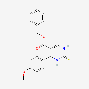 molecular formula C20H20N2O3S B2760162 benzyl 4-(4-methoxyphenyl)-6-methyl-2-sulfanylidene-1,2,3,4-tetrahydropyrimidine-5-carboxylate CAS No. 452066-30-7