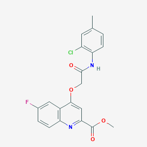molecular formula C20H16ClFN2O4 B2760198 Methyl 4-{[(2-chloro-4-methylphenyl)carbamoyl]methoxy}-6-fluoroquinoline-2-carboxylate CAS No. 1359396-11-4