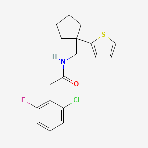 2-(2-chloro-6-fluorophenyl)-N-((1-(thiophen-2-yl)cyclopentyl)methyl)acetamide