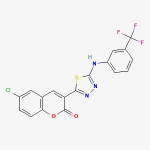 6-Chloro-3-[5-[3-(trifluoromethyl)anilino]-1,3,4-thiadiazol-2-yl]chromen-2-one