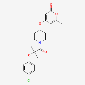 4-((1-(2-(4-chlorophenoxy)-2-methylpropanoyl)piperidin-4-yl)oxy)-6-methyl-2H-pyran-2-one