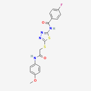 4-fluoro-N-[5-[2-(4-methoxyanilino)-2-oxoethyl]sulfanyl-1,3,4-thiadiazol-2-yl]benzamide