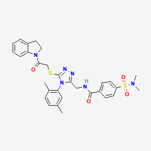 molecular formula C30H32N6O4S2 B2760271 N-((4-(2,5-dimethylphenyl)-5-((2-(indolin-1-yl)-2-oxoethyl)thio)-4H-1,2,4-triazol-3-yl)methyl)-4-(N,N-dimethylsulfamoyl)benzamide CAS No. 309968-30-7