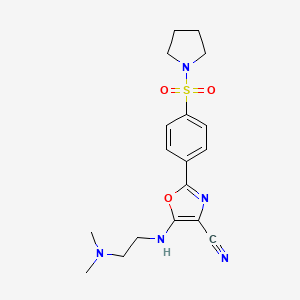 5-((2-(Dimethylamino)ethyl)amino)-2-(4-(pyrrolidin-1-ylsulfonyl)phenyl)oxazole-4-carbonitrile