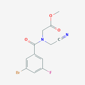molecular formula C12H10BrFN2O3 B2760301 Methyl 2-[(3-bromo-5-fluorobenzoyl)-(cyanomethyl)amino]acetate CAS No. 1385410-74-1