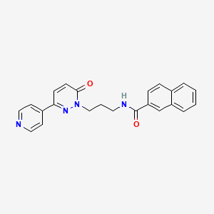 molecular formula C23H20N4O2 B2760322 N-(3-(6-oxo-3-(pyridin-4-yl)pyridazin-1(6H)-yl)propyl)-2-naphthamide CAS No. 1021108-96-2