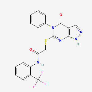 2-[(4-oxo-5-phenyl-1H-pyrazolo[3,4-d]pyrimidin-6-yl)sulfanyl]-N-[2-(trifluoromethyl)phenyl]acetamide