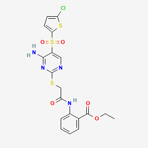 Ethyl 2-(2-((4-amino-5-((5-chlorothiophen-2-yl)sulfonyl)pyrimidin-2-yl)thio)acetamido)benzoate