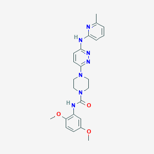 molecular formula C23H27N7O3 B2760343 N-(2,5-dimethoxyphenyl)-4-(6-((6-methylpyridin-2-yl)amino)pyridazin-3-yl)piperazine-1-carboxamide CAS No. 1021248-75-8