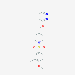 molecular formula C19H25N3O4S B2760366 3-{[1-(4-Methoxy-3-methylbenzenesulfonyl)piperidin-4-yl]methoxy}-6-methylpyridazine CAS No. 2380035-08-3