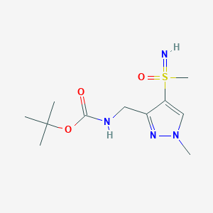 molecular formula C11H20N4O3S B2760377 Tert-butyl N-[[1-methyl-4-(methylsulfonimidoyl)pyrazol-3-yl]methyl]carbamate CAS No. 2416228-73-2
