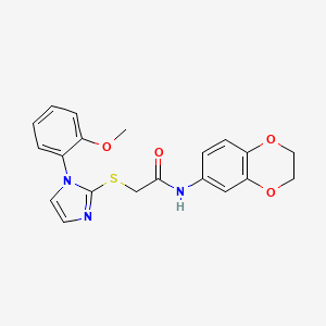 molecular formula C20H19N3O4S B2760378 N-(2,3-dihydro-1,4-benzodioxin-6-yl)-2-{[1-(2-methoxyphenyl)-1H-imidazol-2-yl]sulfanyl}acetamide CAS No. 893381-15-2