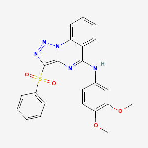 molecular formula C23H19N5O4S B2760412 3-(BENZENESULFONYL)-N-(3,4-DIMETHOXYPHENYL)-[1,2,3]TRIAZOLO[1,5-A]QUINAZOLIN-5-AMINE CAS No. 866811-36-1
