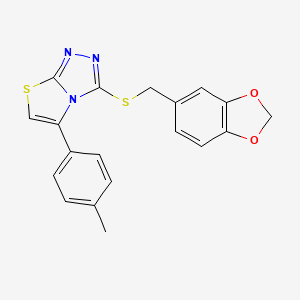 molecular formula C19H15N3O2S2 B2760415 3-((Benzo[d][1,3]dioxol-5-ylmethyl)thio)-5-(p-tolyl)thiazolo[2,3-c][1,2,4]triazole CAS No. 690645-40-0