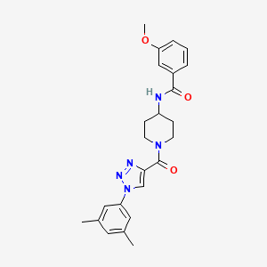 molecular formula C24H27N5O3 B2760418 N-(1-(1-(3,5-dimethylphenyl)-1H-1,2,3-triazole-4-carbonyl)piperidin-4-yl)-3-methoxybenzamide CAS No. 1251608-31-7