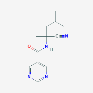molecular formula C12H16N4O B2760424 N-(2-Cyano-4-methylpentan-2-yl)pyrimidine-5-carboxamide CAS No. 2418704-14-8