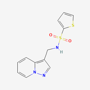 molecular formula C12H11N3O2S2 B2760427 N-(pyrazolo[1,5-a]pyridin-3-ylmethyl)thiophene-2-sulfonamide CAS No. 1396880-27-5
