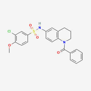 molecular formula C23H21ClN2O4S B2760430 N-(1-benzoyl-1,2,3,4-tetrahydroquinolin-6-yl)-3-chloro-4-methoxybenzene-1-sulfonamide CAS No. 946334-33-4