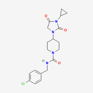 molecular formula C19H23ClN4O3 B2760470 N-[(4-chlorophenyl)methyl]-4-(3-cyclopropyl-2,4-dioxoimidazolidin-1-yl)piperidine-1-carboxamide CAS No. 2097900-15-5