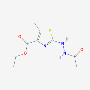 molecular formula C9H13N3O3S B2760478 Ethyl 2-(2-acetylhydrazino)-5-methyl-1,3-thiazole-4-carboxylate CAS No. 524057-10-1