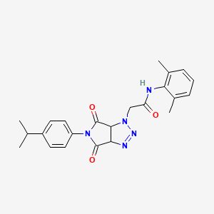 molecular formula C23H25N5O3 B2760479 N-(2,6-dimethylphenyl)-2-{4,6-dioxo-5-[4-(propan-2-yl)phenyl]-1H,3aH,4H,5H,6H,6aH-pyrrolo[3,4-d][1,2,3]triazol-1-yl}acetamide CAS No. 1052548-73-8