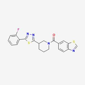 molecular formula C21H17FN4OS2 B2760495 Benzo[d]thiazol-6-yl(3-(5-(2-fluorophenyl)-1,3,4-thiadiazol-2-yl)piperidin-1-yl)methanone CAS No. 1351589-96-2