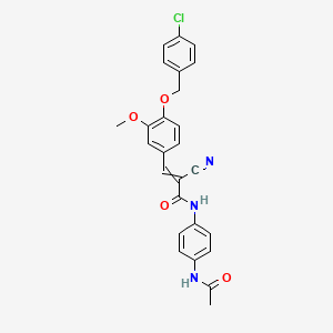 B2760498 3-{4-[(4-chlorophenyl)methoxy]-3-methoxyphenyl}-2-cyano-N-(4-acetamidophenyl)prop-2-enamide CAS No. 380477-74-7