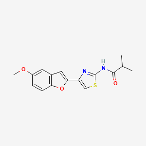 molecular formula C16H16N2O3S B2760536 N-[4-(5-methoxy-1-benzofuran-2-yl)-1,3-thiazol-2-yl]-2-methylpropanamide CAS No. 922004-00-0