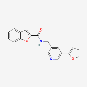 molecular formula C19H14N2O3 B2760599 N-((5-(furan-2-yl)pyridin-3-yl)methyl)benzofuran-2-carboxamide CAS No. 2034536-18-8