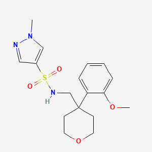 molecular formula C17H23N3O4S B2760626 N-{[4-(2-methoxyphenyl)oxan-4-yl]methyl}-1-methyl-1H-pyrazole-4-sulfonamide CAS No. 1797871-56-7