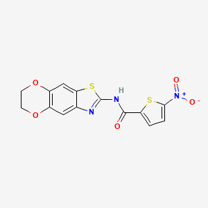 molecular formula C14H9N3O5S2 B2760639 N-{10,13-dioxa-4-thia-6-azatricyclo[7.4.0.0^{3,7}]trideca-1,3(7),5,8-tetraen-5-yl}-5-nitrothiophene-2-carboxamide CAS No. 892856-62-1