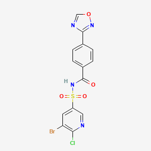 molecular formula C14H8BrClN4O4S B2760680 N-[(5-bromo-6-chloropyridin-3-yl)sulfonyl]-4-(1,2,4-oxadiazol-3-yl)benzamide CAS No. 2094666-55-2