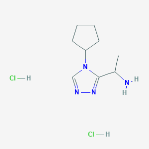 molecular formula C9H18Cl2N4 B2760707 [1-(4-Cyclopentyl-4H-1,2,4-triazol-3-yl)ethyl]amine dihydrochloride CAS No. 1269054-36-5