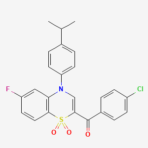 molecular formula C24H19ClFNO3S B2760740 (4-chlorophenyl)[6-fluoro-4-(4-isopropylphenyl)-1,1-dioxido-4H-1,4-benzothiazin-2-yl]methanone CAS No. 1114656-84-6