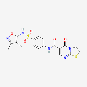 molecular formula C18H17N5O5S2 B2760745 N-(4-(N-(3,4-dimethylisoxazol-5-yl)sulfamoyl)phenyl)-5-oxo-3,5-dihydro-2H-thiazolo[3,2-a]pyrimidine-6-carboxamide CAS No. 532965-90-5