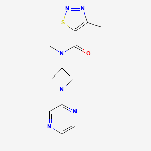 molecular formula C12H14N6OS B2760791 N,4-dimethyl-N-[1-(pyrazin-2-yl)azetidin-3-yl]-1,2,3-thiadiazole-5-carboxamide CAS No. 2380044-70-0