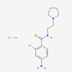 molecular formula C13H19Cl2N3O B2760835 4-amino-2-chloro-N-[2-(pyrrolidin-1-yl)ethyl]benzamide hydrochloride CAS No. 1427721-19-4