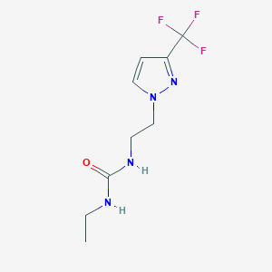 molecular formula C9H13F3N4O B2760842 1-ethyl-3-(2-(3-(trifluoromethyl)-1H-pyrazol-1-yl)ethyl)urea CAS No. 1448129-71-2