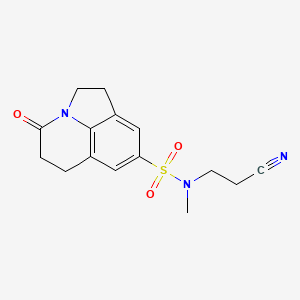 molecular formula C15H17N3O3S B2760899 N-(2-cyanoethyl)-N-methyl-11-oxo-1-azatricyclo[6.3.1.0^{4,12}]dodeca-4(12),5,7-triene-6-sulfonamide CAS No. 898462-96-9