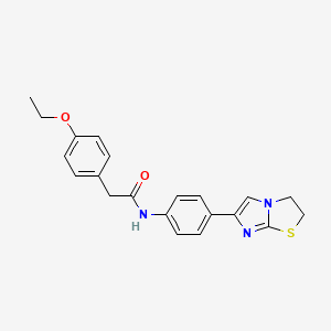 molecular formula C21H21N3O2S B2760906 N-(4-(2,3-dihydroimidazo[2,1-b]thiazol-6-yl)phenyl)-2-(4-ethoxyphenyl)acetamide CAS No. 893993-85-6