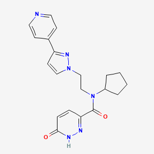 molecular formula C20H22N6O2 B2760995 N-cyclopentyl-6-oxo-N-(2-(3-(pyridin-4-yl)-1H-pyrazol-1-yl)ethyl)-1,6-dihydropyridazine-3-carboxamide CAS No. 2034295-44-6