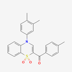 molecular formula C24H21NO3S B2761002 [4-(3,4-dimethylphenyl)-1,1-dioxido-4H-1,4-benzothiazin-2-yl](4-methylphenyl)methanone CAS No. 1114658-79-5