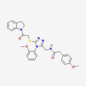 N-((5-((2-(indolin-1-yl)-2-oxoethyl)thio)-4-(2-methoxyphenyl)-4H-1,2,4-triazol-3-yl)methyl)-2-(4-methoxyphenyl)acetamide