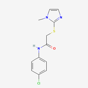 molecular formula C12H12ClN3OS B2761065 N-(4-chlorophenyl)-2-[(1-methyl-1H-imidazol-2-yl)sulfanyl]acetamide CAS No. 212074-51-6