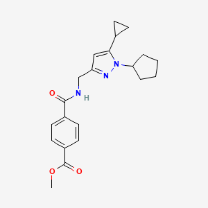 methyl 4-(((1-cyclopentyl-5-cyclopropyl-1H-pyrazol-3-yl)methyl)carbamoyl)benzoate