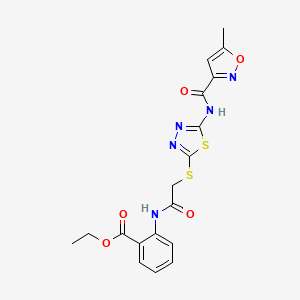 Ethyl 2-(2-((5-(5-methylisoxazole-3-carboxamido)-1,3,4-thiadiazol-2-yl)thio)acetamido)benzoate