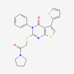2-{[2-oxo-2-(pyrrolidin-1-yl)ethyl]sulfanyl}-3-phenyl-5-(thiophen-2-yl)-3H,4H-thieno[2,3-d]pyrimidin-4-one