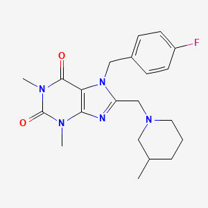 7-[(4-Fluorophenyl)methyl]-1,3-dimethyl-8-[(3-methylpiperidin-1-yl)methyl]purine-2,6-dione