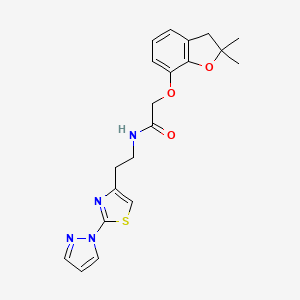 N-(2-(2-(1H-pyrazol-1-yl)thiazol-4-yl)ethyl)-2-((2,2-dimethyl-2,3-dihydrobenzofuran-7-yl)oxy)acetamide